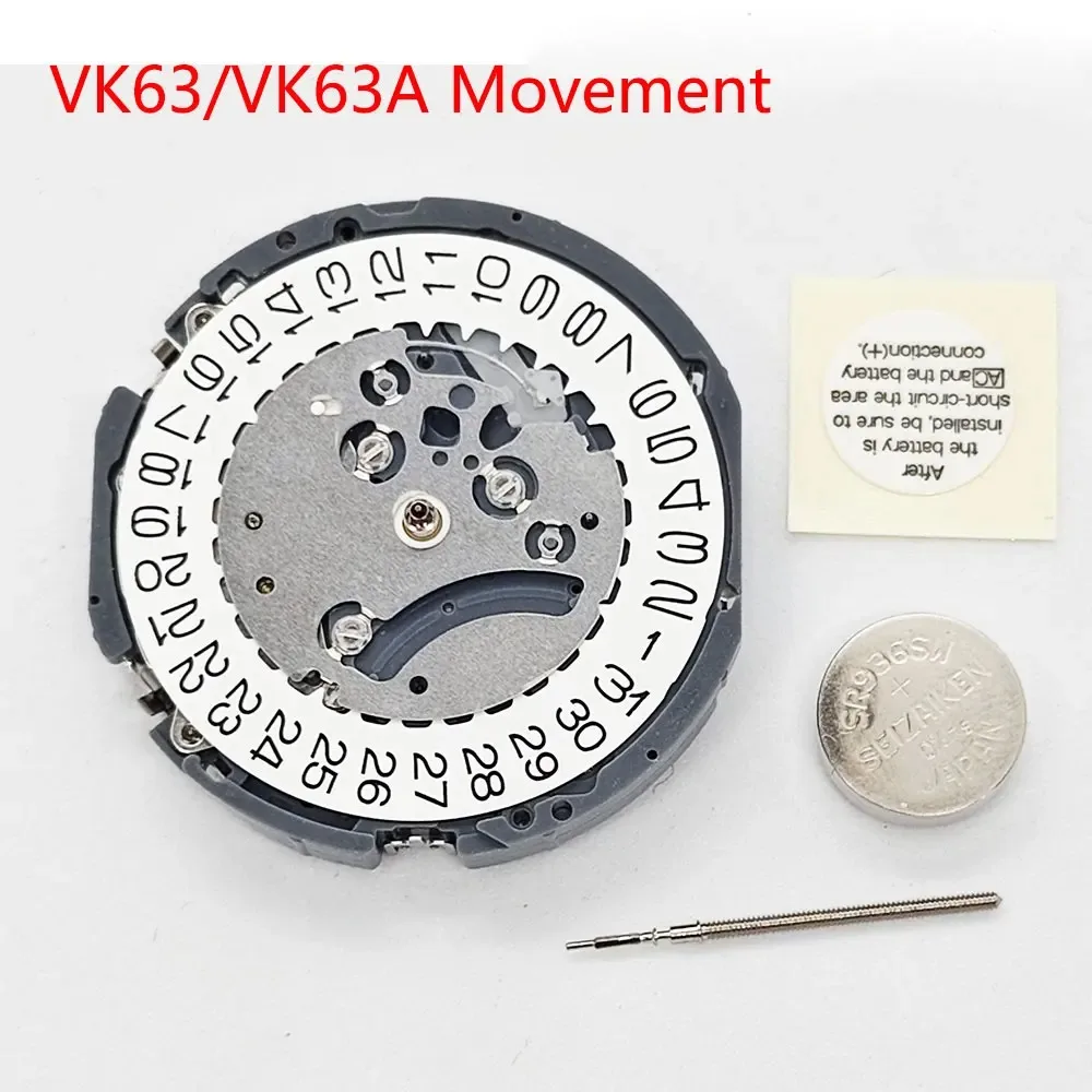 Japan Seiko VK63 VK63A High Accuracy Quartz Movement Chronograph Three Hands With Date Small Chronograph 24Hour Multifunctional