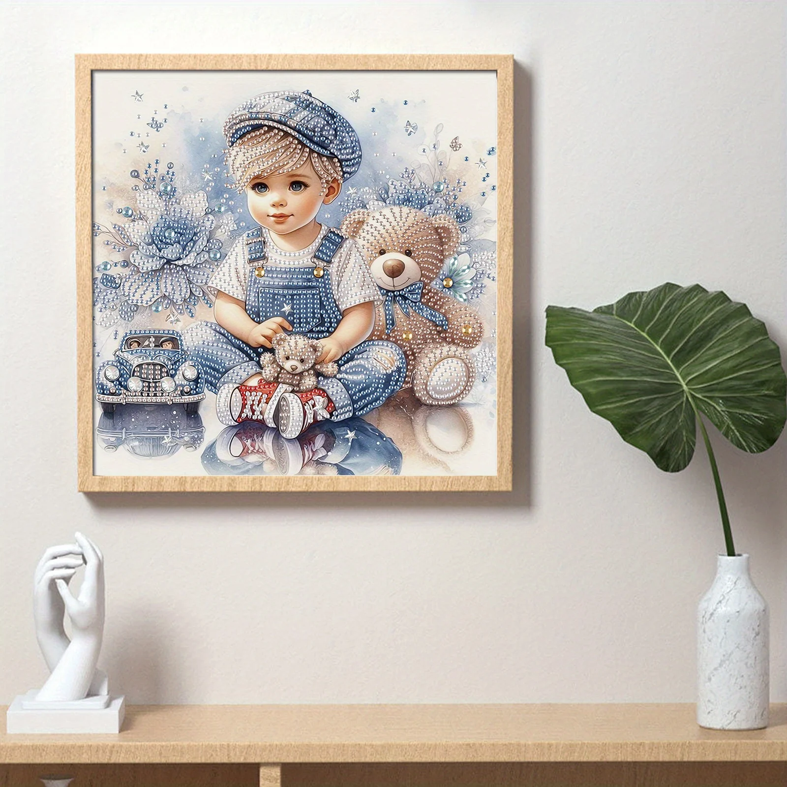 DIY Boy and Bear 5D Special Shape Diamond Art Kits for Beginners,Diamond Art Painting Kits for Home Wall Decoration Gift