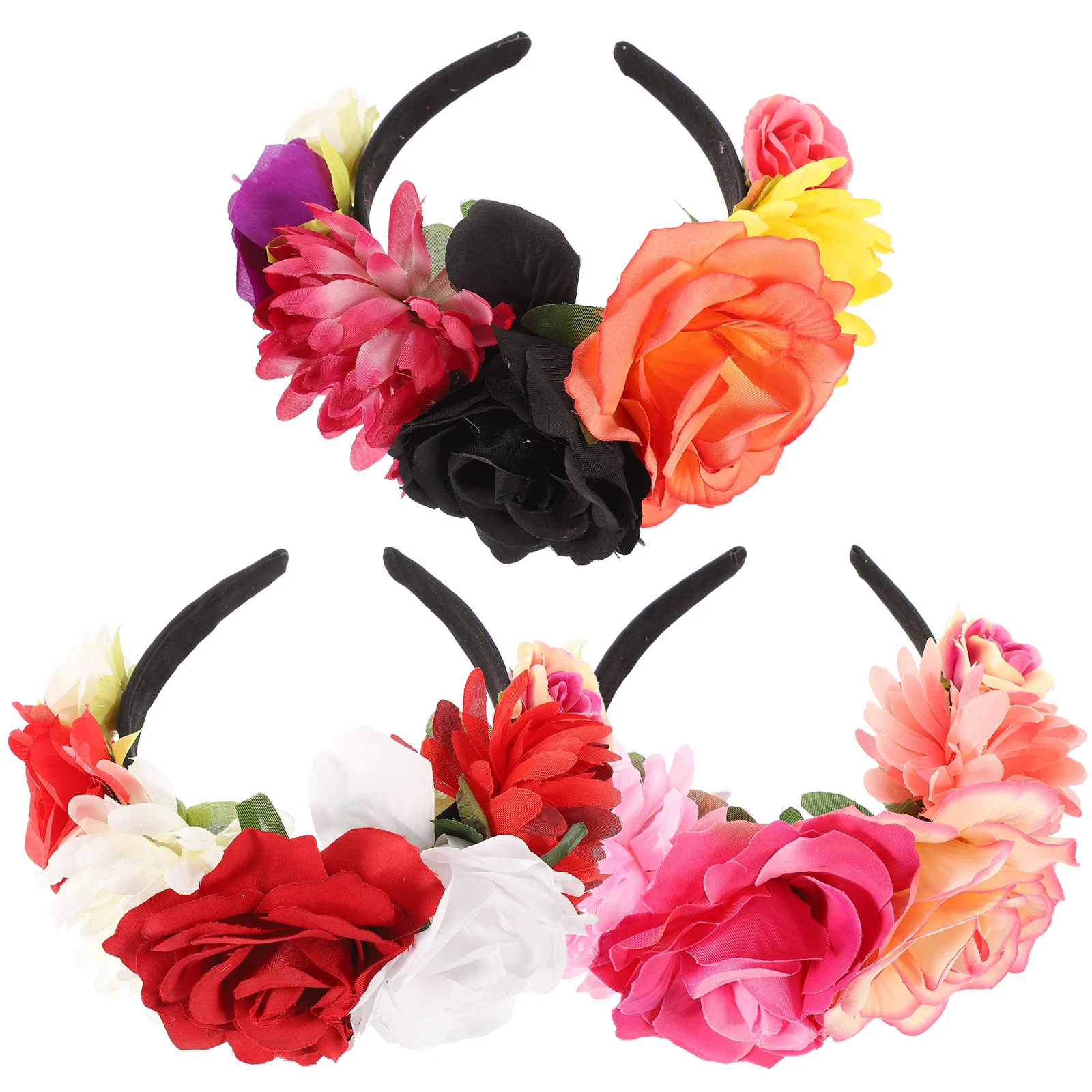 3 Pcs Flower Wreath Headband Headdress Day of The Dead Headpiece Miss