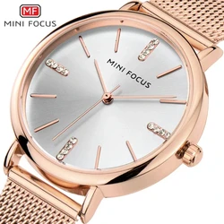 MINI FOCUS 0036L Women Quartz Watch Fashion Simple Elegant Stainless Steel Mesh Belt Wristwatch for Ladies Clock