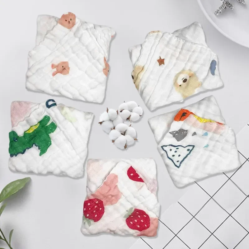 5pcs/lot Muslin 6 Layers Cotton Soft Baby Towels Baby Face Towel Handkerchief Bathing Feeding Face Washcloth Wipe Burp Cloth