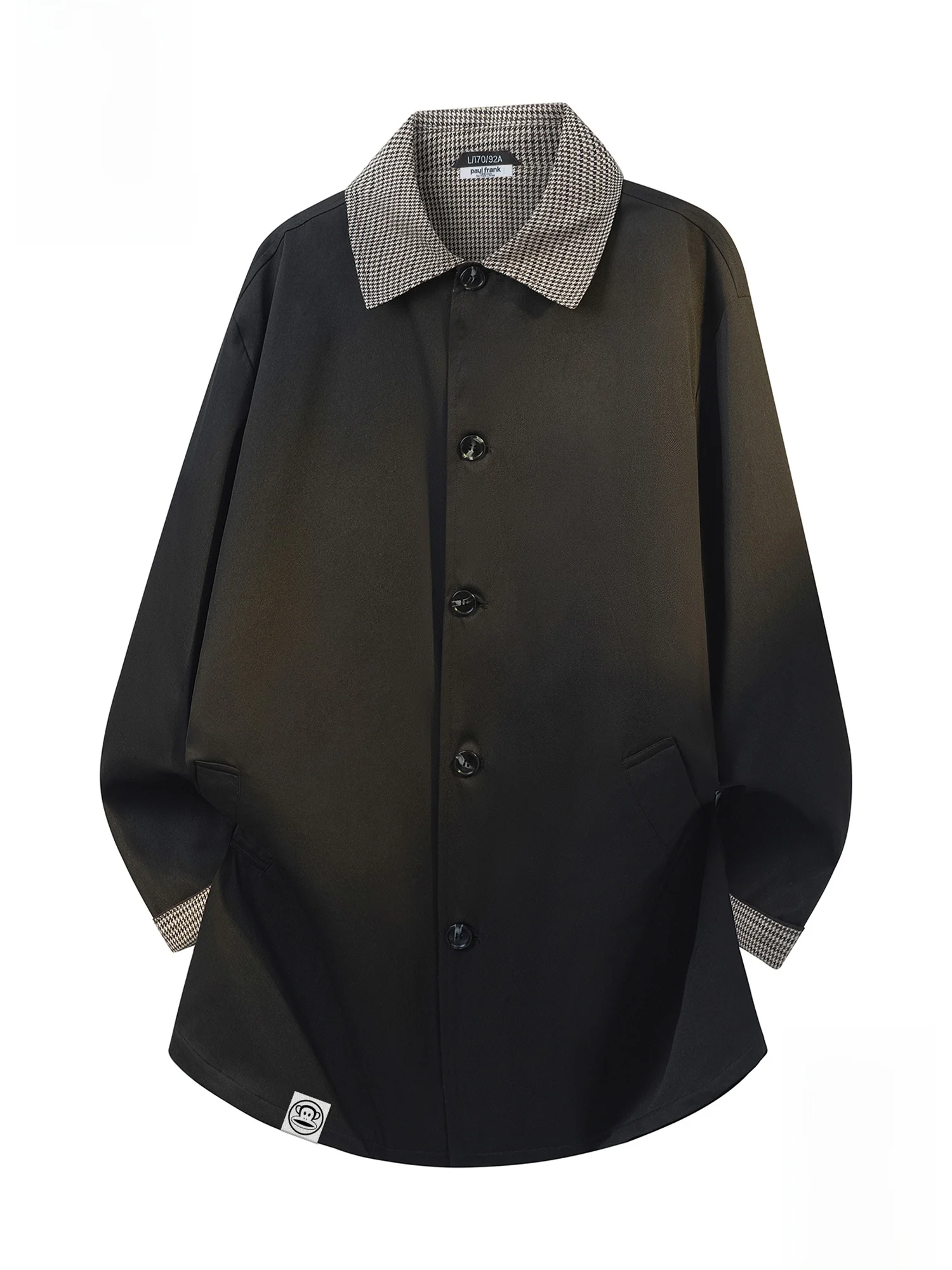 

Мужское пальто Paul Frank Spring Plaid Collar средней длины с мозаичным узором, молодежное, модное, из полиэстера, с декоративными пуговицами