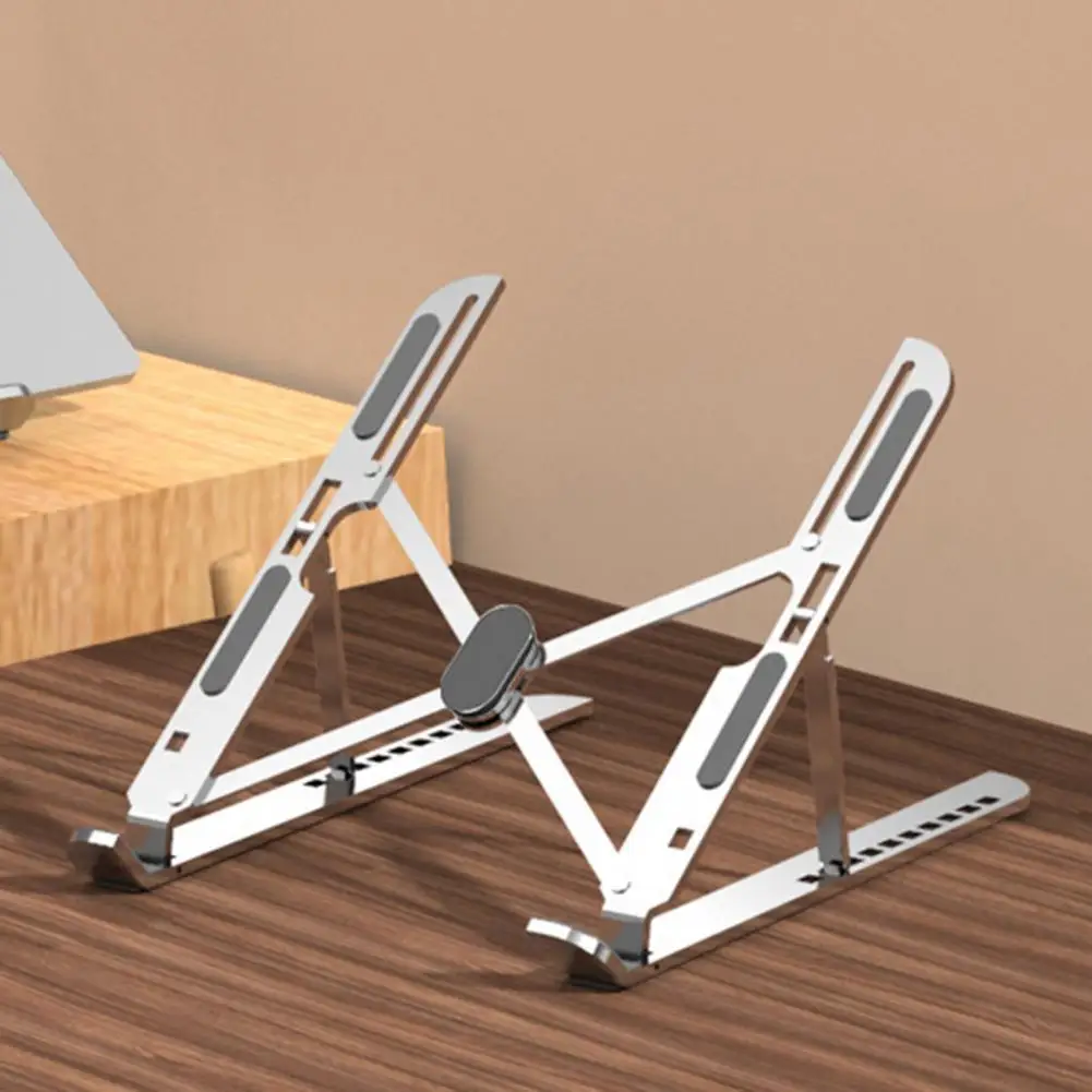 Portable Notebook Stand Adjustable Laptop Stand Bracket with 10 Height Settings Foldable Notebook Holder Anti-slip Pads 10kg