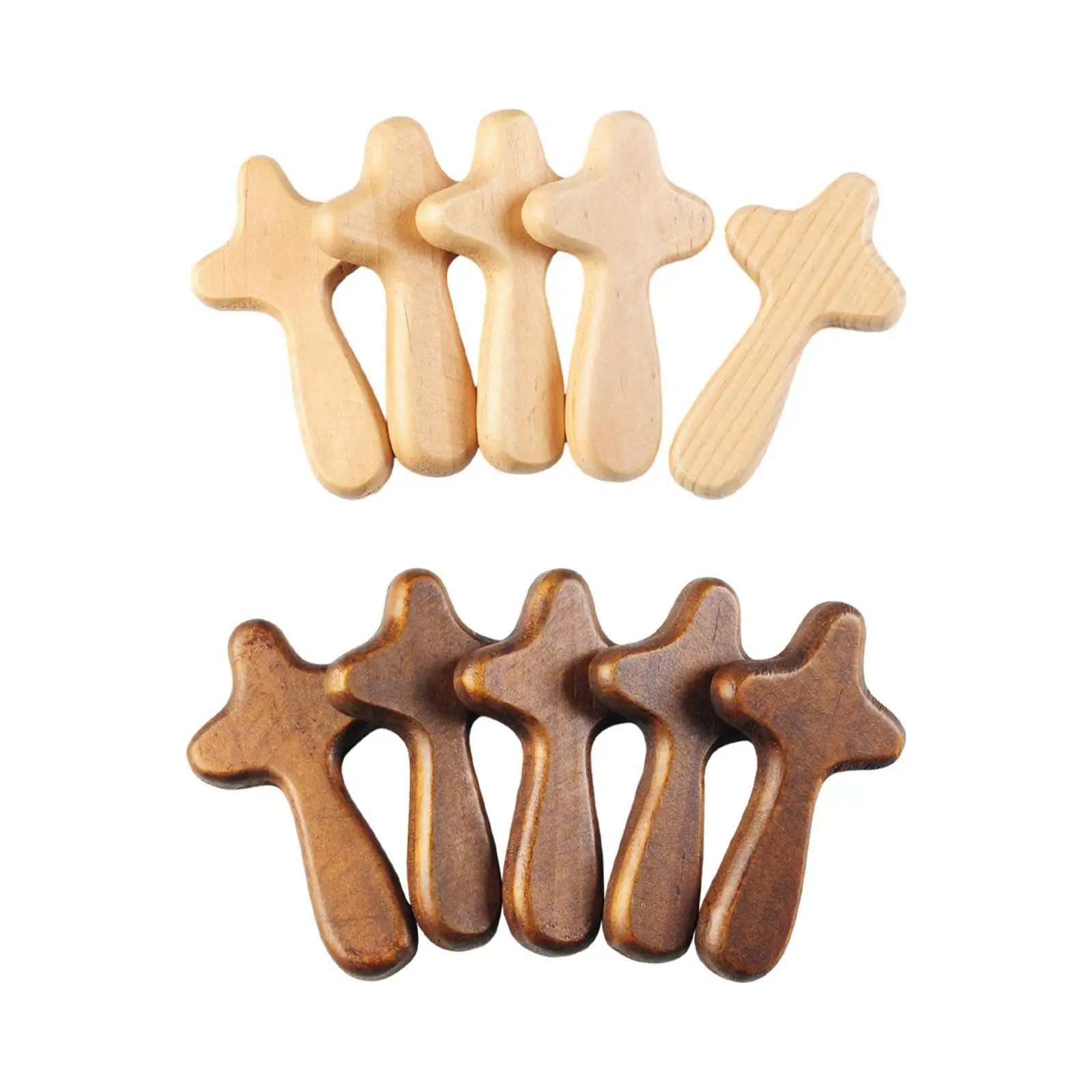 5Pcs Wooden Holding Cross Colleague Comfort Small Decoration Family Religious Person Hand Held Prayer Cross Pinewood Wood Cross