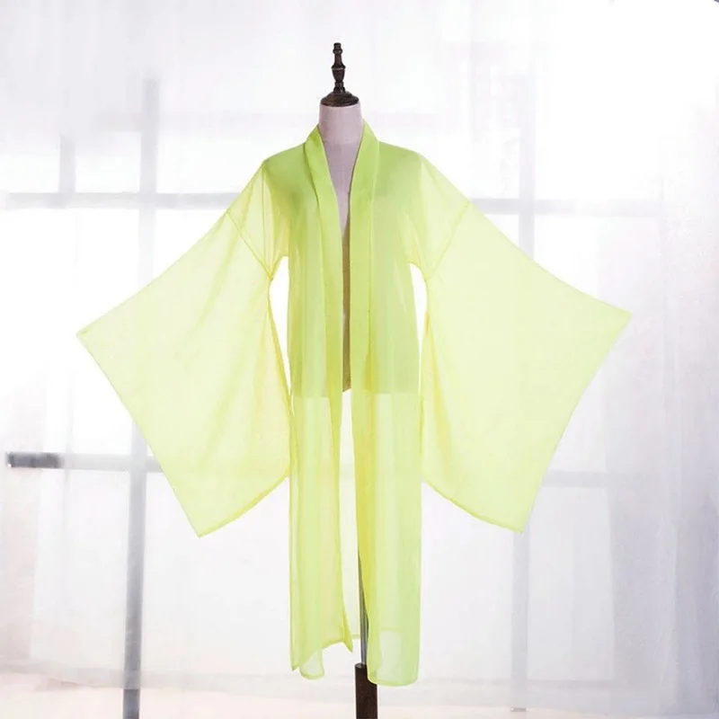 Summer Thin Ancient Chinese Large Sleeve Shirt Tulle Tang Dynasty Hanfu Cardigan Dance Clothes Cosplay Stage Costume Hanbok