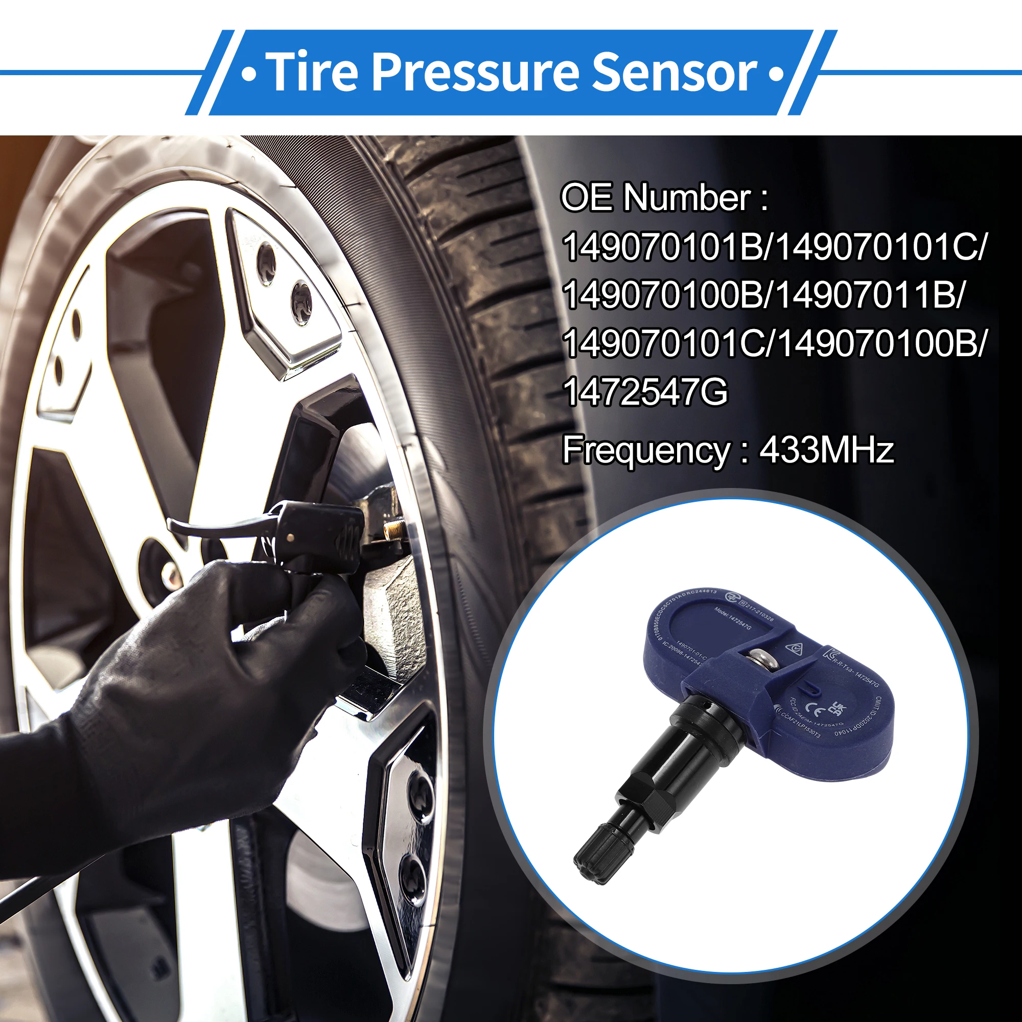 Motoforti Tire Pressure Sensor TPMS Sensor 433MHz No.1490701-01-B for Tesla Model 3