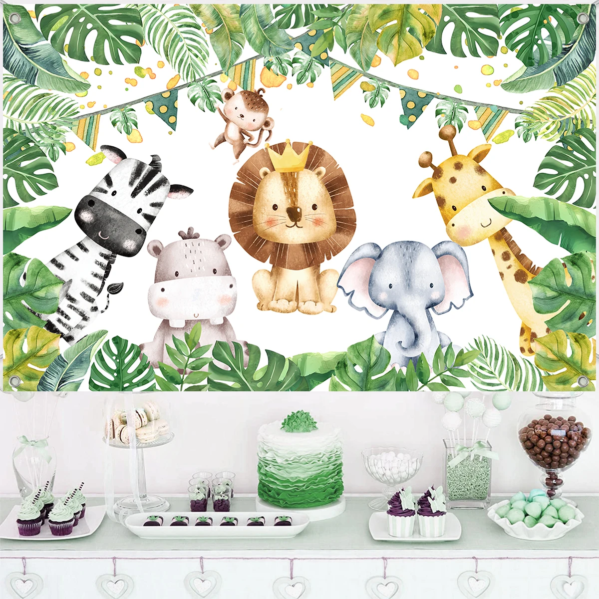 

Jungle Animal Theme Backdrops Table Runner Jungle Safari Happy Birthday Party Favor Baby Shower Child Birthday Party Decorations