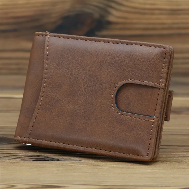 

RFID Dollar Money Clip Casual Small Wallet for Men PU Leather Male Slim Wallets Short Mini Wallet with Card Holder Pocket Purses