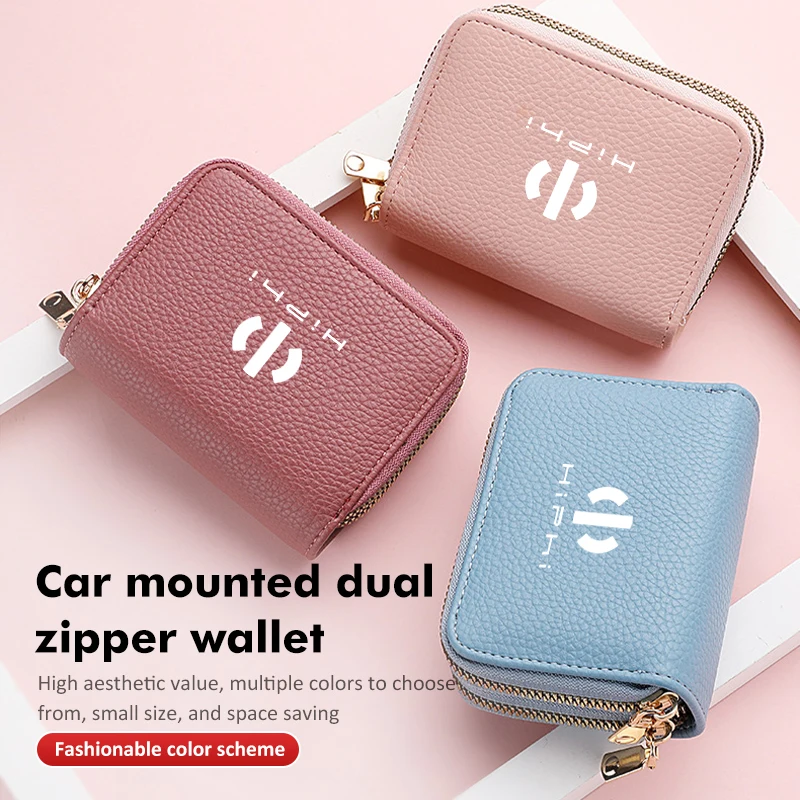 Car Men Women Double Zipper Men Wallets Business Brand Purse For Hiphi Z X Y Alcantara