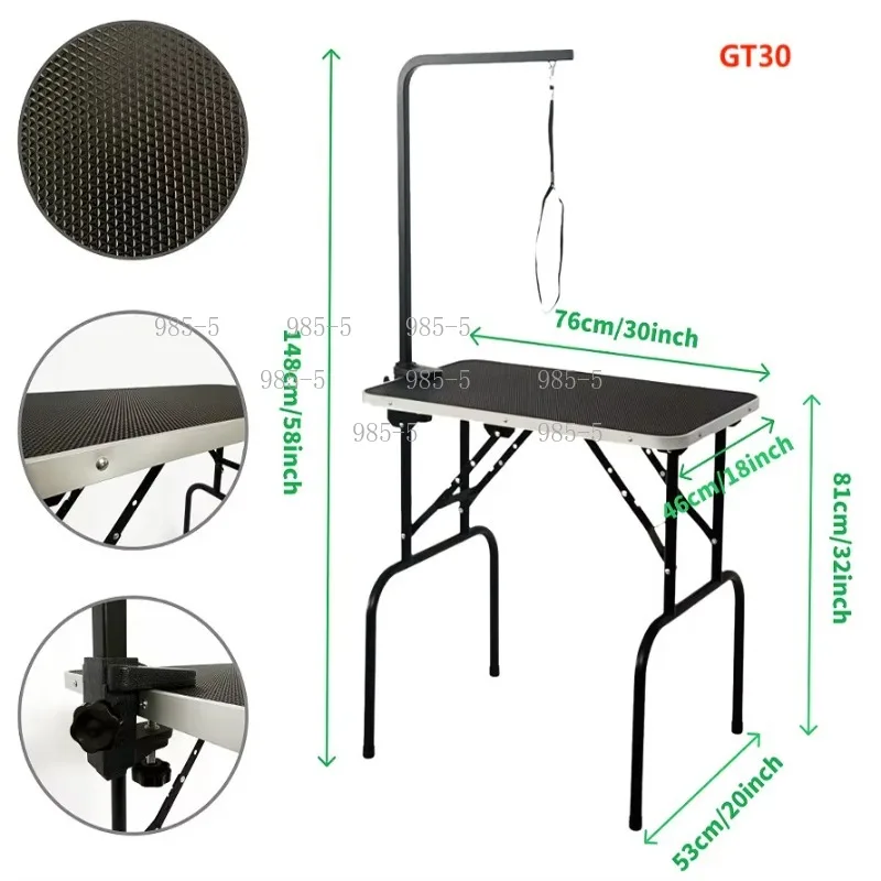 Large Foldable Pet Beauty Desk Stainless Steel Adjustable Height Pet Vanity
