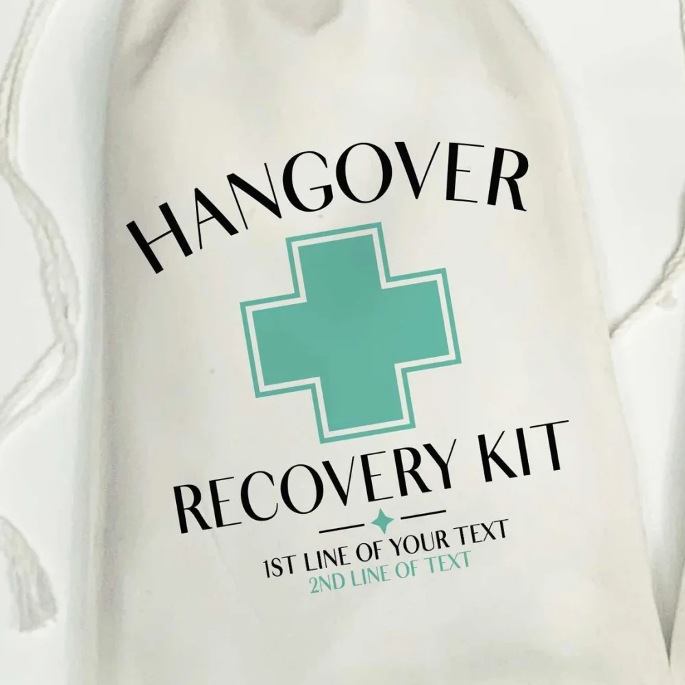 Hangover Recovery Kit Bags-Cross Design Custom Hangover Kit Bags-Adult Birthday Party Favors-30+Colors+3 Sizes Drawstring Bags