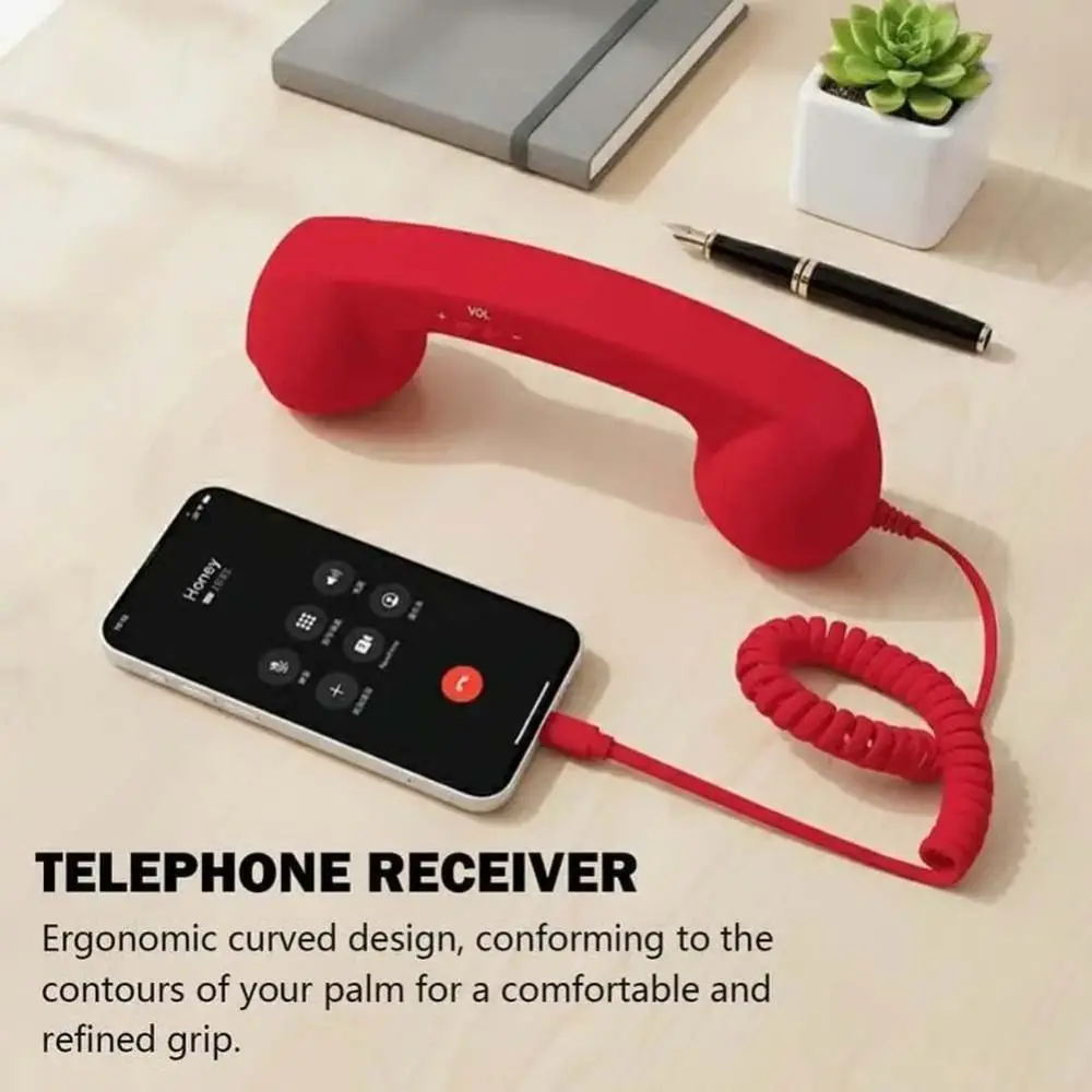 New with Microphone Phone Handset Telephone Style Tangle Free Wire Landline Handle Receiver Type-C Handheld Cell Phone Receiver