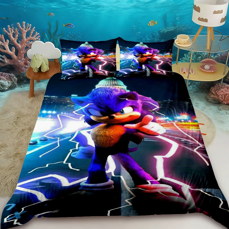 

Duvet Cover Sonic Bedding Set includes one duvet cover and two pillowcases. Comfortable and soft. Room decor, gift boys girls.