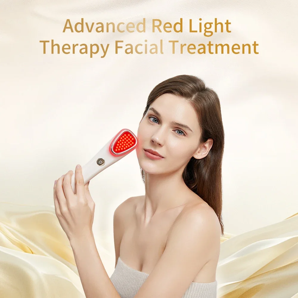 Home Use Infared Face Beauty Device 3 LED Lights Photograph Therapy Heat Vibration Facial Massager