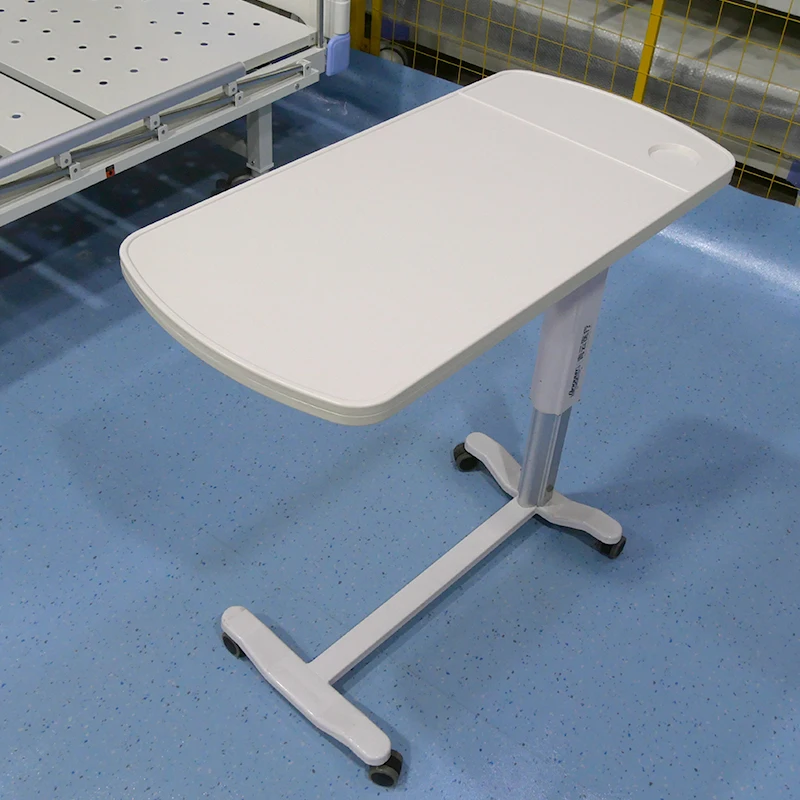 OEM Height Adjustable Hospital Moving Medical Overbed Bedside Trolley Table