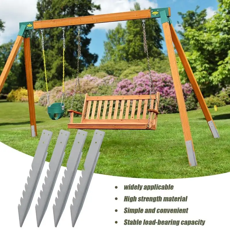 Post Anchors 4 Pieces Fence Post Anchors Ground Spike 4 Pieces Ground Swing Stake With Screws Patio Accessories For Garden