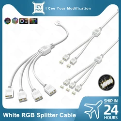 30cm White Extension Cable MOD Interface 5V3PIN 12V4PIN Extender Water Cooler Custom Motherboard AURA Splitter PVC Line RGB Hub
