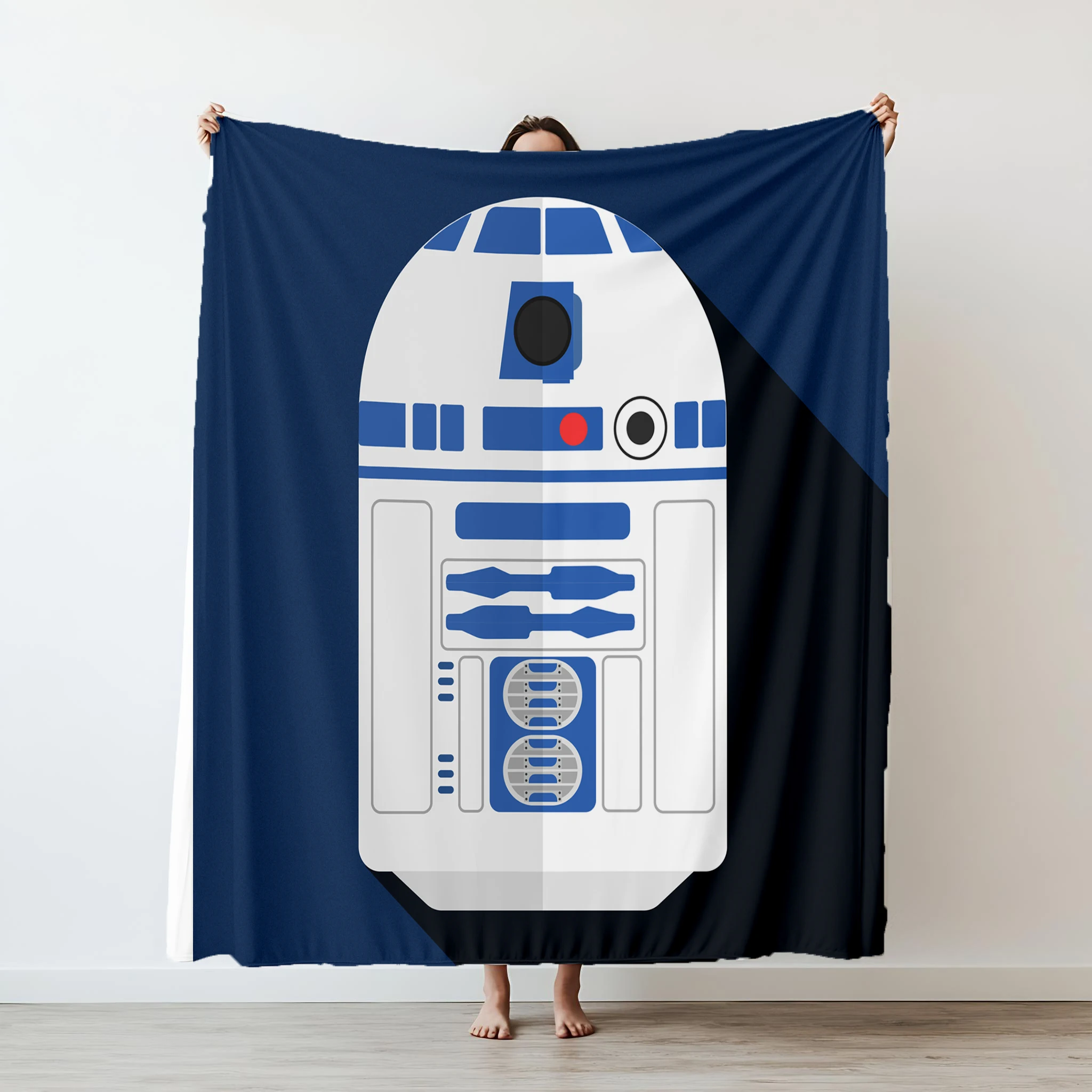 

130×150cm R2D2 Plan Spacecraft Thin Printed Blanket Camping Throw Bed Sofa Office Air Conditioning Soft Leisure couple gift
