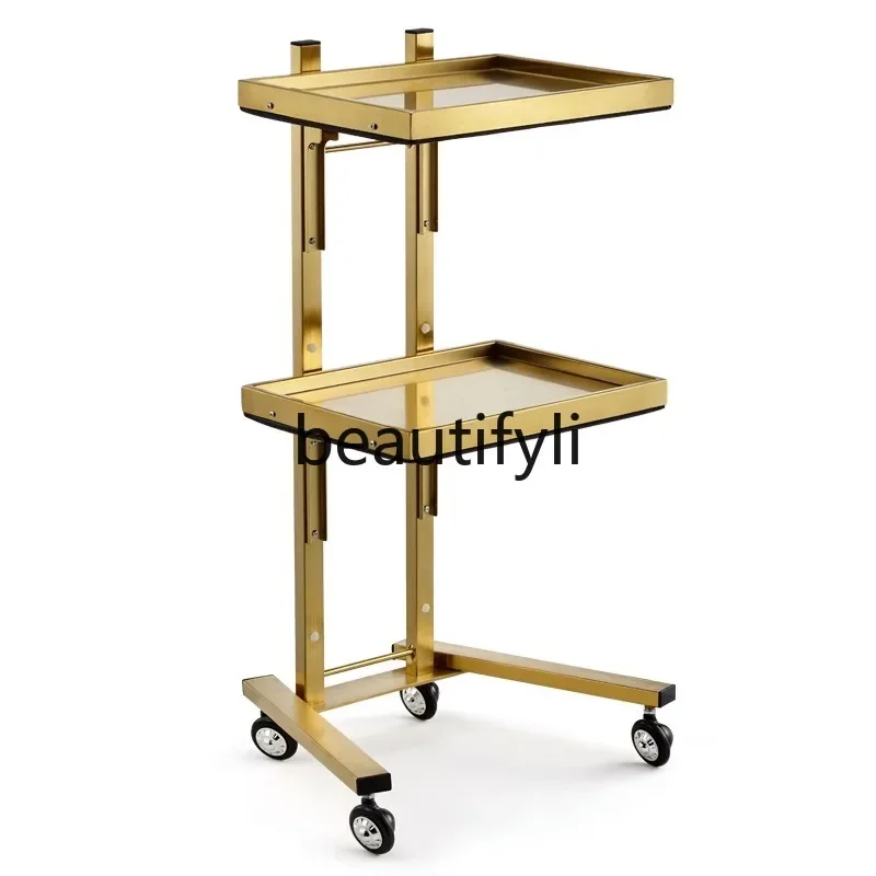 

Stainless steel beauty salon bar car Internet celebrity trolley hair cutting folding special perm and dyeing car