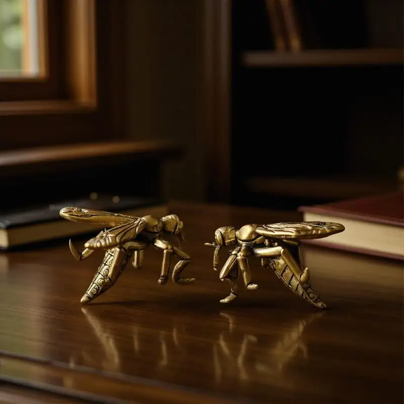 Solid Brass Mosquito Statue Vintage  Sculpture For Home Office Desk Decor Unique Conversation Starter And Gift