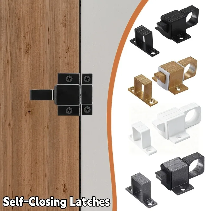 Automatic Aluminum Alloy Spring Latch,Self-Closing Barrel Bolt,Door & Window Slide Latch Lock Security Pull Ring Gate Latches