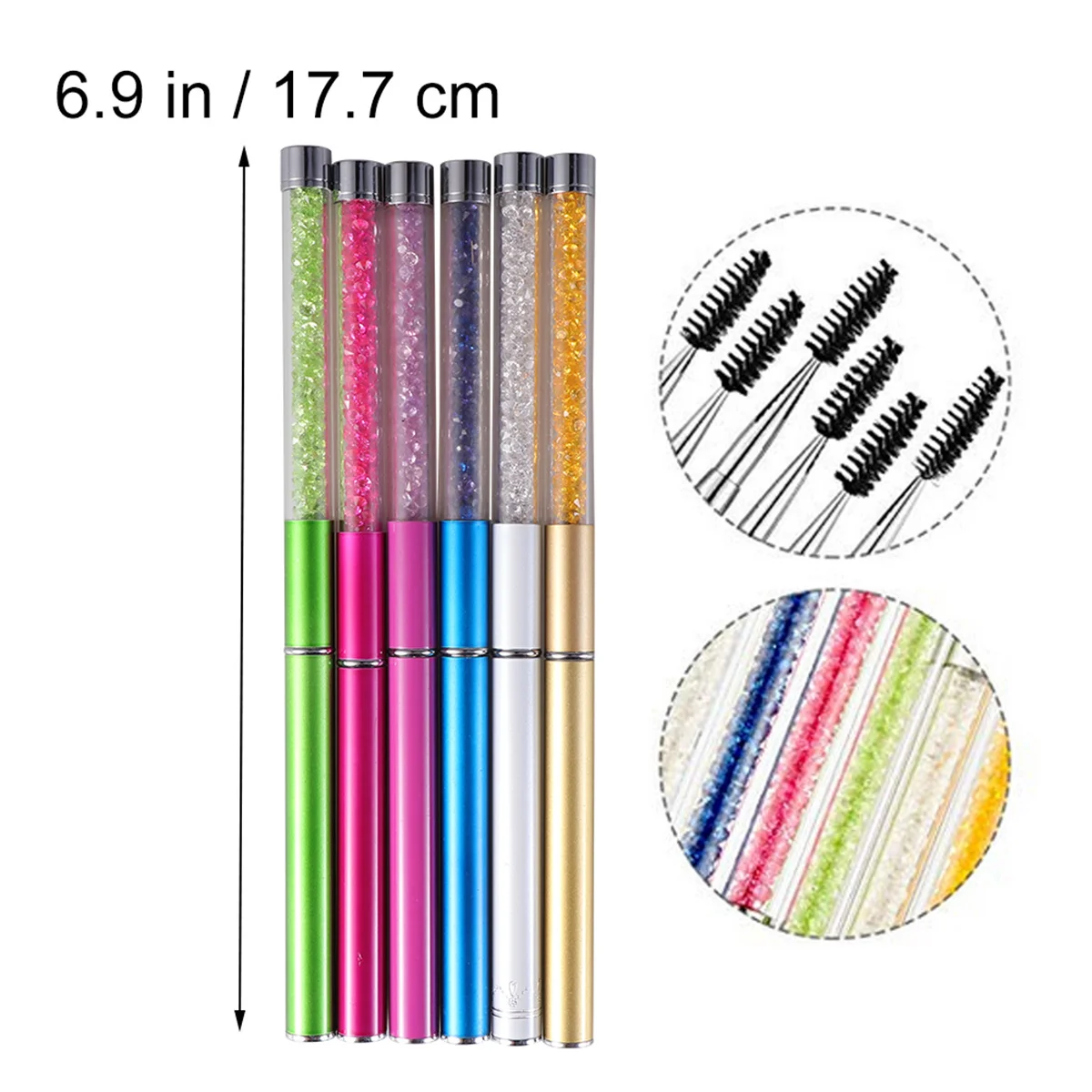 6 قطع من عصي الماسكارا لفرشاة الرموش لافتة للنظر لتطبيق المكياج المثالي وتصفيف الحواجب باللون الأبيض والوردي والأحمر والذهبي والأرجواني #2