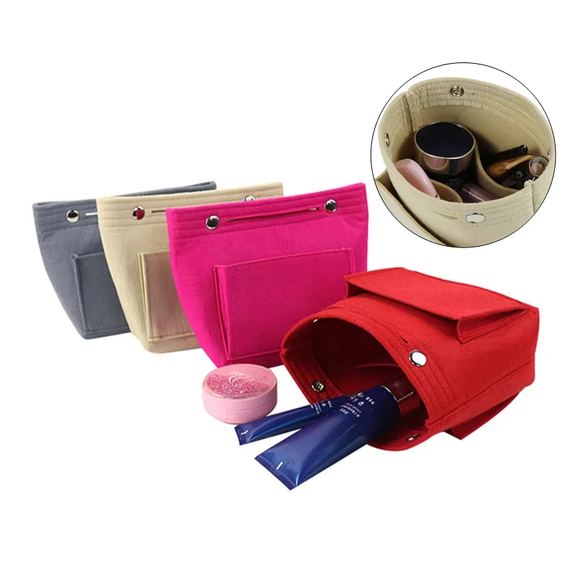 حقائب مكياج نسائية لمستحضرات التجميل، حقيبة إدراج من اللباد، منظم محفظة اللباد - حقيبة بطانة داخلية لحقائب الكتف وحقائب اليد وحقائب اليد