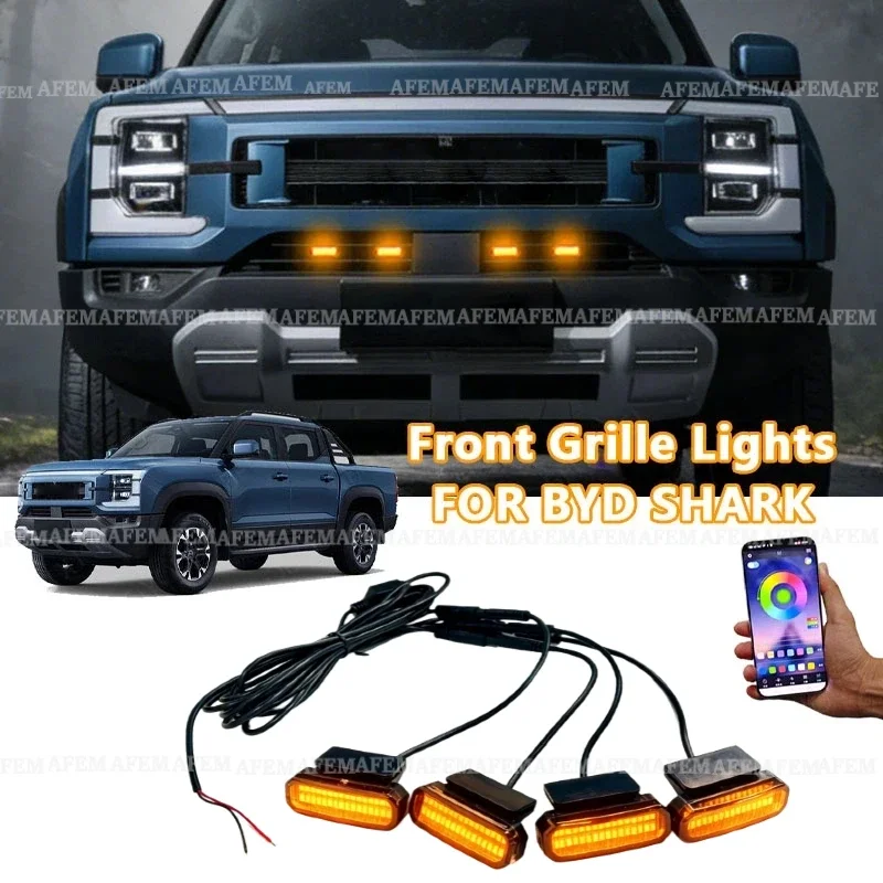FOR BYD SHARK LED Front Grille Light /Driving/Position Lights Car Daytime Running Light Wheel Eyeb Car LED Signal Lamps