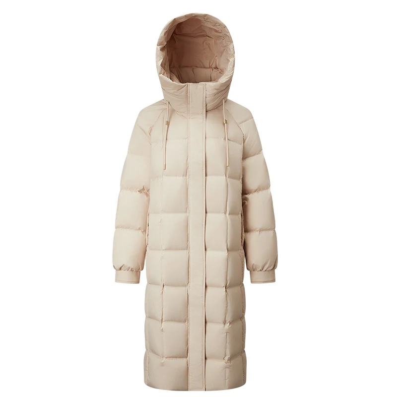 

Chericom женский длинный пуховик 2025, зимняя термостойкая куртка с капюшоном 2024, минималистичная однотонная универсальная верхняя одежда Y309161Y