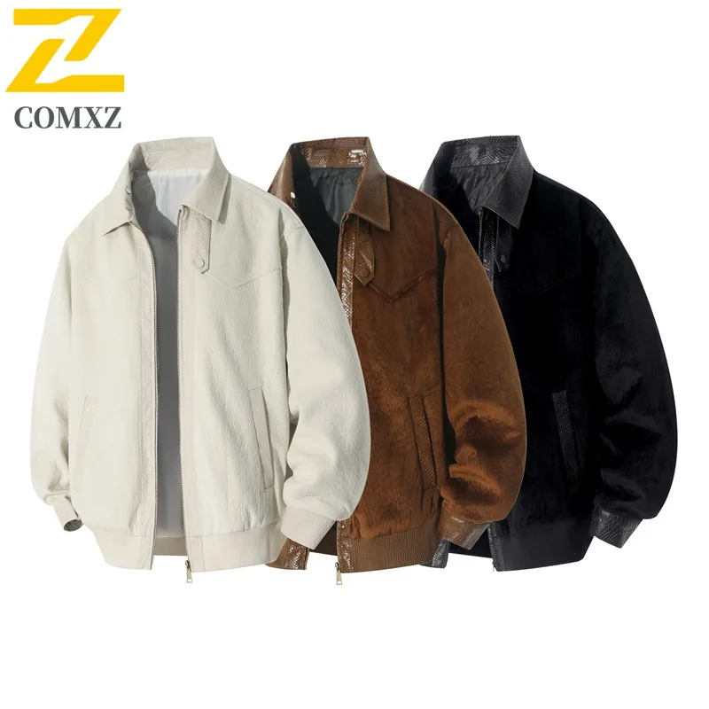

COMXZ Premium Men Jacket Baseball Collar American Style Fashion Lightweight Windbreaker Streetwear Wear Windproof Autumn Coat