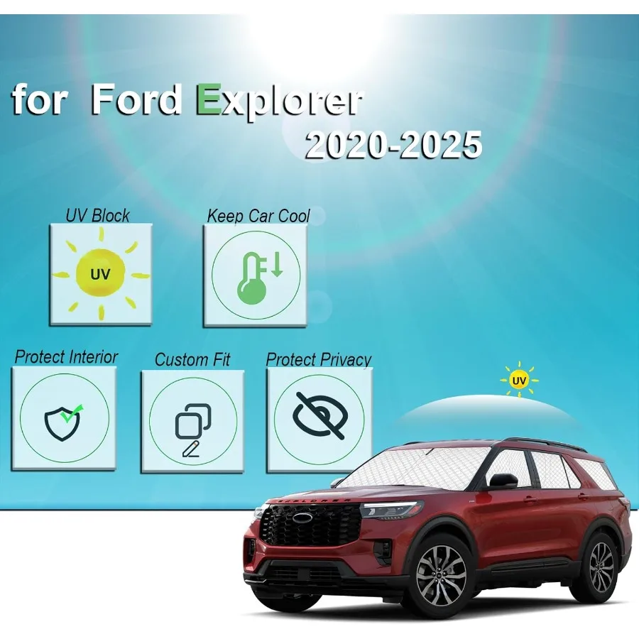 8 قطعة رشاقته كامل نافذة ظلال الشمس ل اكسبلورر 20202024 2025 اكسسوارات الخصوصية نافذة السيارة يغطي ظلة للزجاج الأمامي S