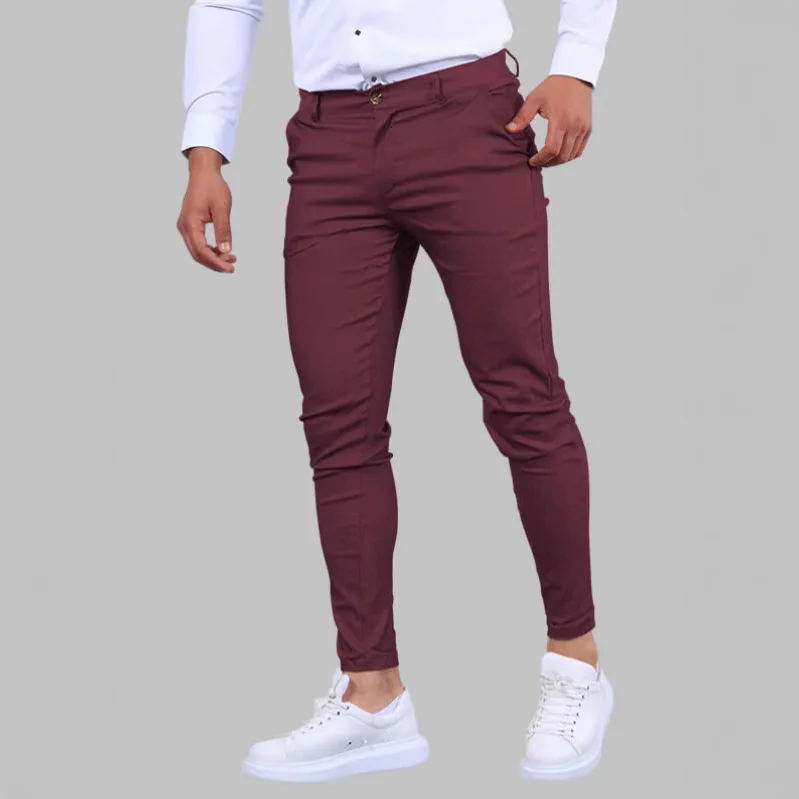 

2026 Spring Summer Men's Street Style Solid Color Stretch Slim Fit Tapered Pants Trousers Outfit Clothing