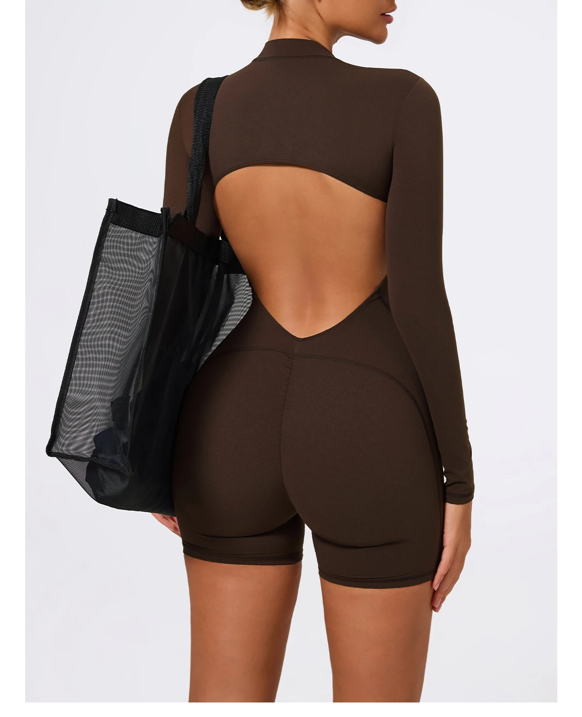 Ctenkevet Sommer Halb-Reißverschluss Frauen Gym Overall Weibliche Im Freien Atmungsaktive V Zurück Active Gesäß Lift Sport Outfit Für Frau – Detail 29