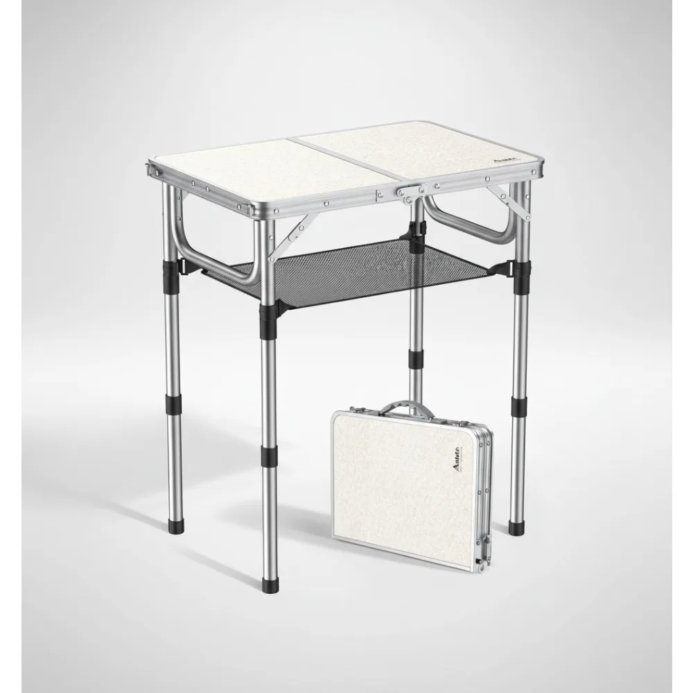 

Portable Folding Camping Table, Aluminum 24x16 Adjustable Height Lightweight Waterproof for Outdoor Picnic BBQ Beach