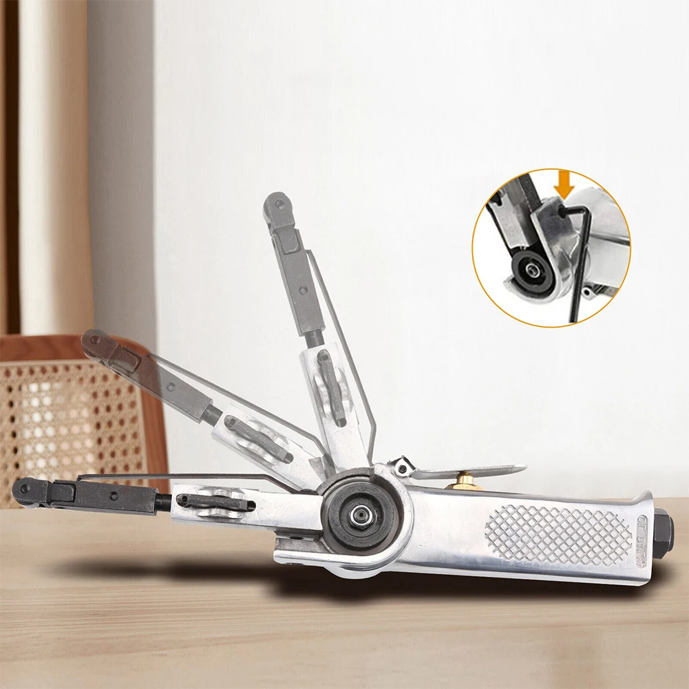 3/8 بوصة حزام الهواء ساندر 16000 دورة في الدقيقة زاوية الهواء ماكينة الطحن 10 مللي متر مع 10 قطعة أحزمة الرملي أداة هوائية حزام هوائي ساندر #2