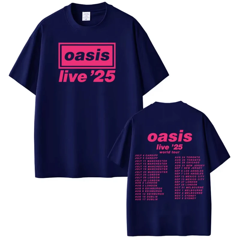 Oasis Live 2025 Tour Double-sided Print T Shirts Unisex Concert T Shirt Summer Short-sleeved Cotton Casual Aesthetics T-shirts