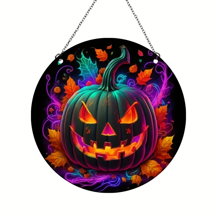 

Halloween Acrylic Scary Pumpkin Window Glass Hanging, Decorative Movie Party Supplies, Home Decoration Flipcharts