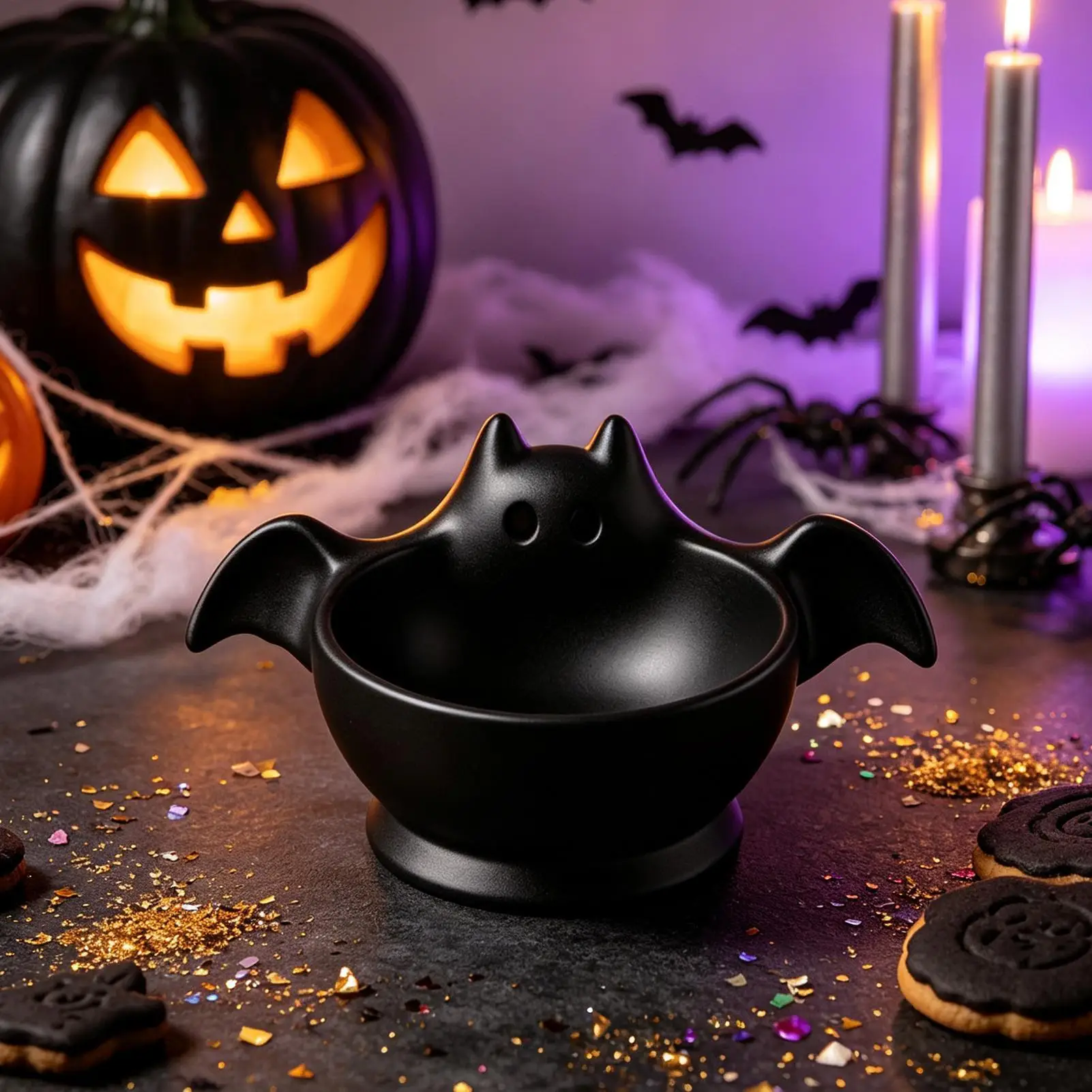 Bat Ghost Storage Bowl Matte Snack Candy Dish Halloween Party Table Decor Tray for Nuts Small Sundries Organizer Holiday Gift