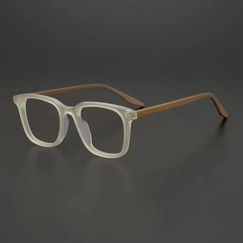 Matte Square Flat Glasses Grey Green Anti Blue Light Artistic Glasses Neutral Glasses Suitable for Various Facial Shapes