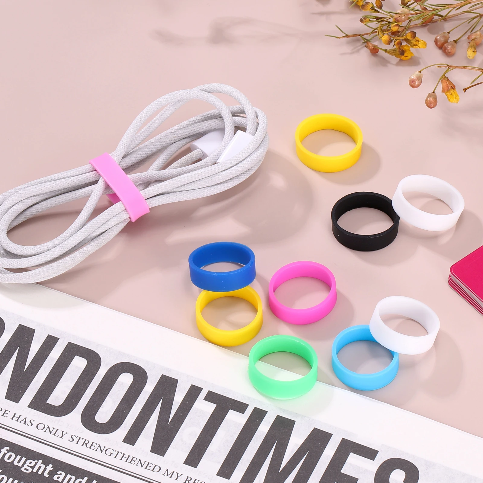 12/30/50Pcs Silicone Rubber Bands Rubber Bands Rings Cable Ties Strong Elastic Bands Non-Slip for Cord Wrapping Bag Wraps