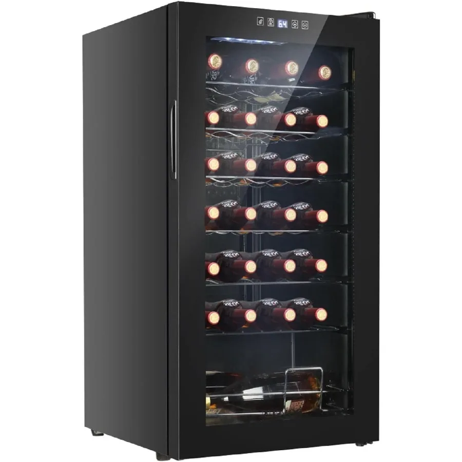 

28 Bottle Wine Cooler Refrigerator Freestanding Compressor Wine Chiller with Digital Temperature Control and DoubleLayer Glass