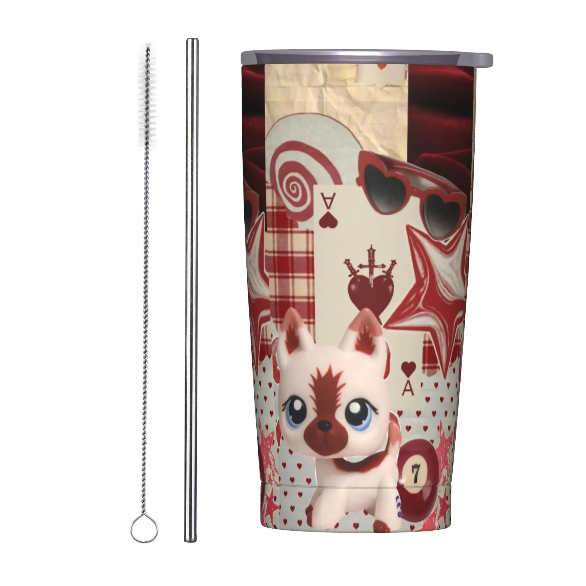 

Pets Animal Littlests Cartoon Shops Tumbler Vacuum Insulated Coffee Cups Vacuum Flask Car Mug Hot Cold Drink, 20oz