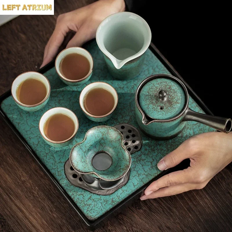 Chinese Teaware Set with Ceramic Tea Pot and Cup Small Tea Tray Kung Fu Tea Accessories and Gift Box for Home and Office