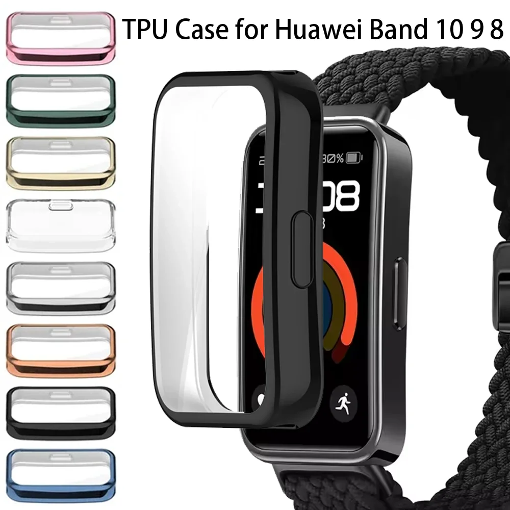 화웨이 밴드 8 9 10 프레임 범퍼 HD 스크린 보호 쉘 화웨이 밴드 10 9 8 전체 보호 커버 액세서리용 소프트 TPU 케이스