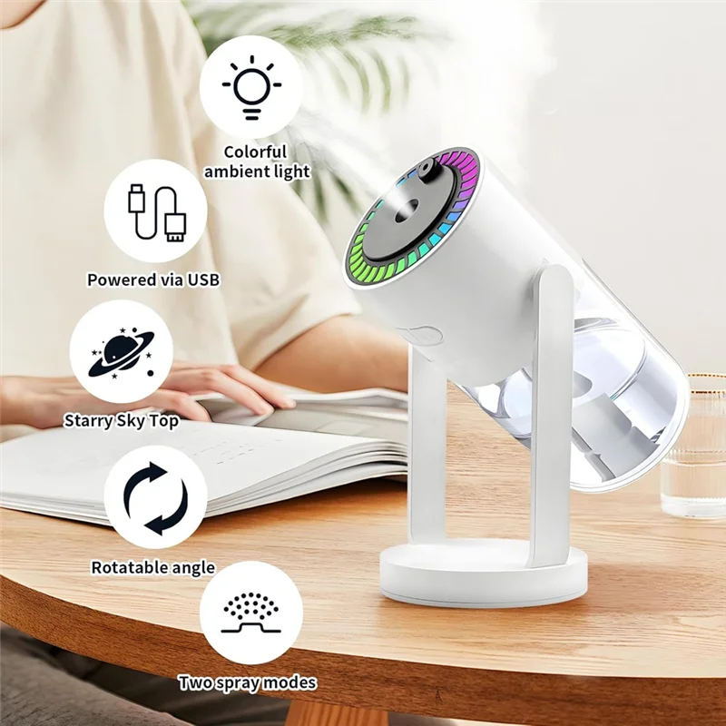 

INLIG-Starry Skys увлажнитель воздуха с питанием от USB, настольная проекция, встряхивающие головки, увлажнитель воздуха для спальни, автомобиля, офиса, 280 мл, розовый