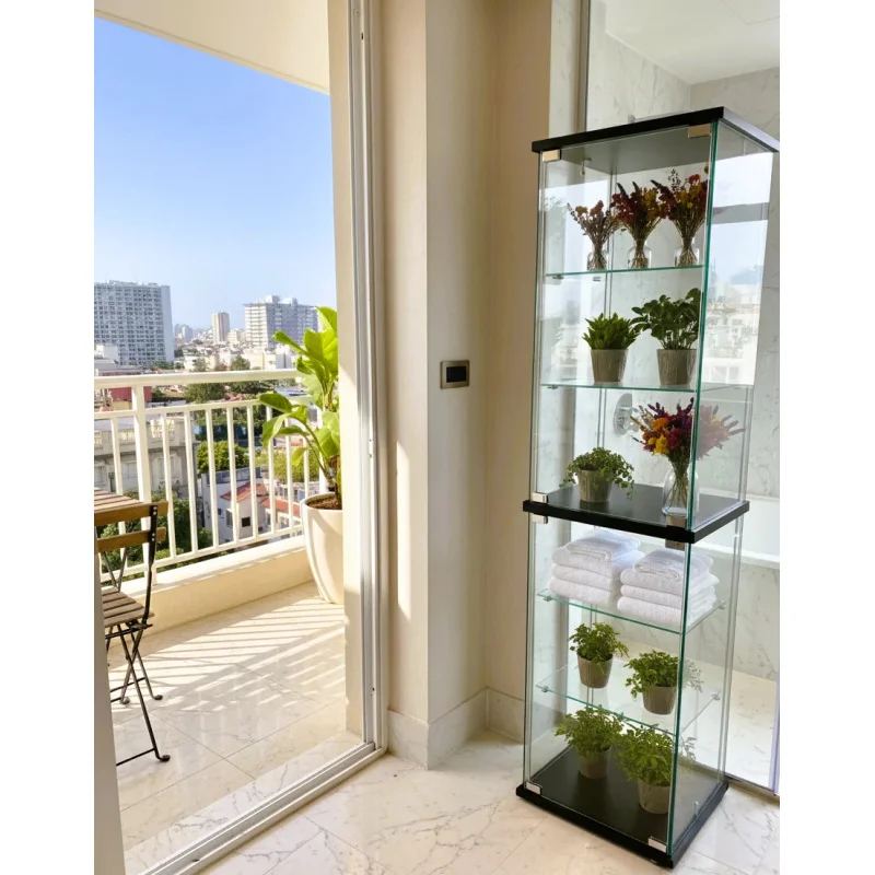 custom.TMG G392 Modern Six-layer Tempered Glass Display Cabinet Home Bars Living Rooms Hotels Businesses Warehouses Entry