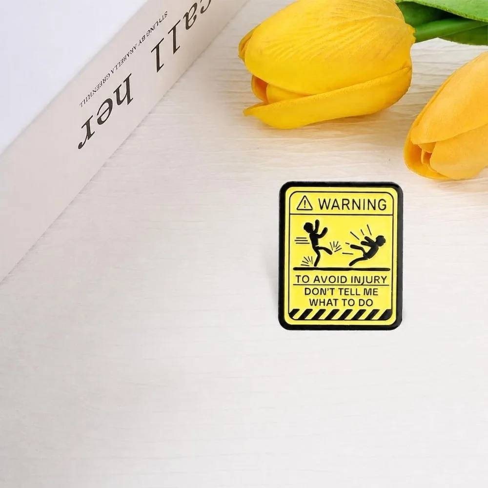 Quirky Metal Alloy Enamel Pins Hard Enamel Soft Enamel Warning Sign Pins Safety Pin Back Lapel Badge Jewelry Accessory