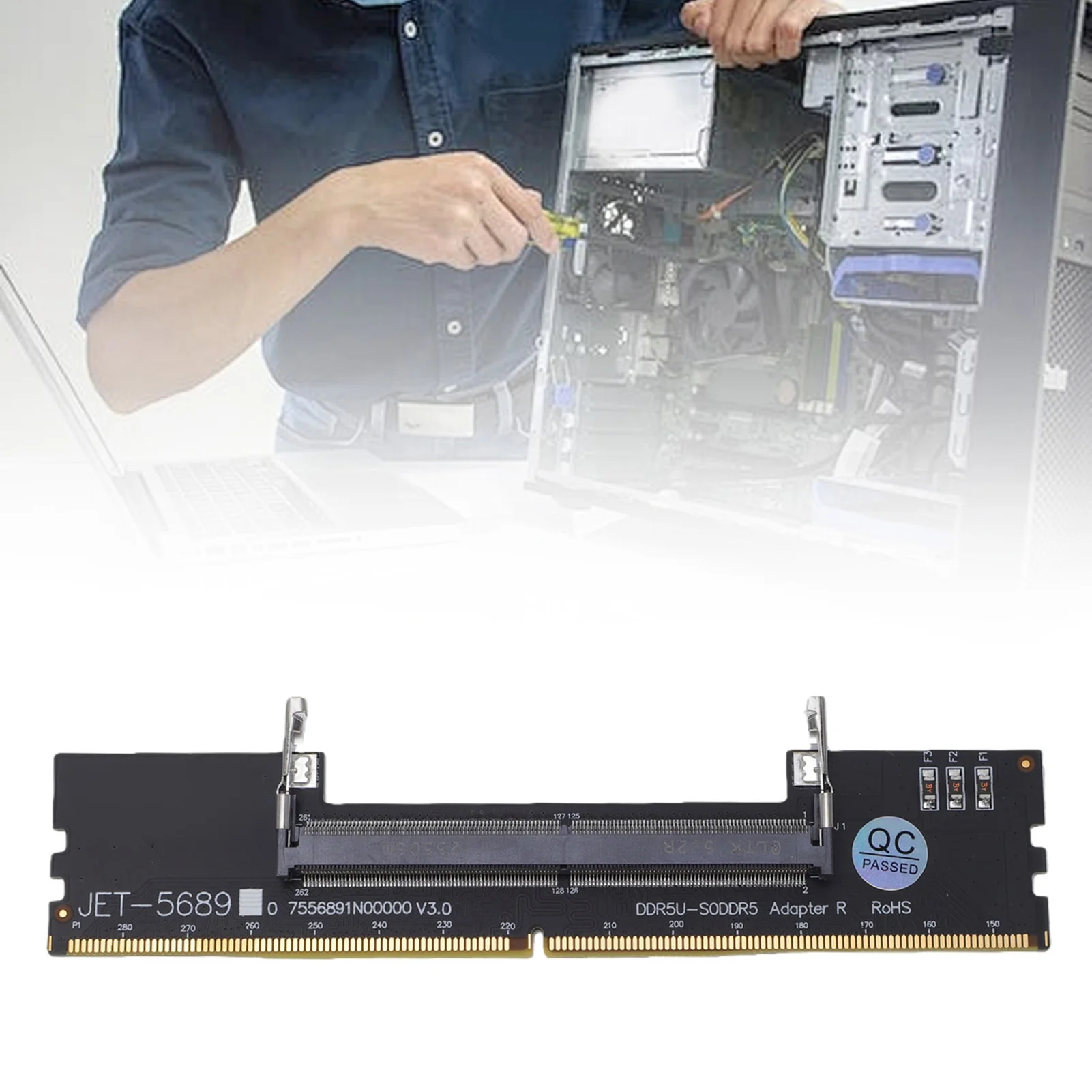 DDR5 U-DIMM to SO DDR5 RVS Adapter Card Laptop to Desktop Memory Converter for Computer Repair and Maintenance