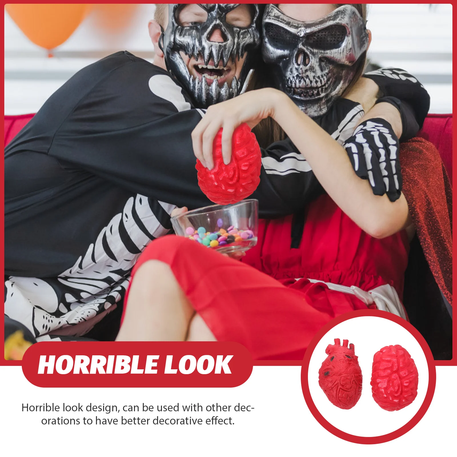 

2Pcs Halloween Scary Decoration Fake Human Organ Heart Brain Realistic Haunted House Party Prop Halloween Scary Prank Toy