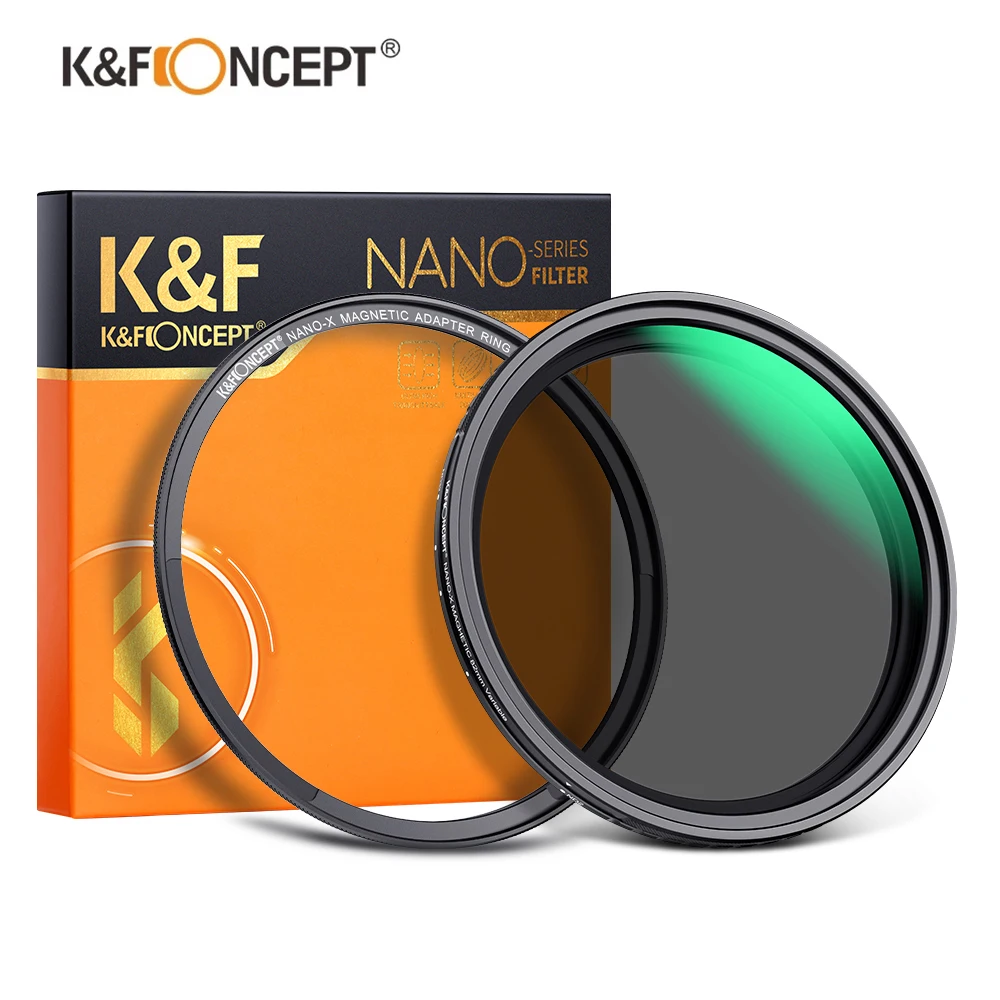 K&F Concept Nano-X Magnetic Variable ND2-32 Neutral Density Filter with Magnetic Lens Cap And Base Ring ，for DSLR Cameras